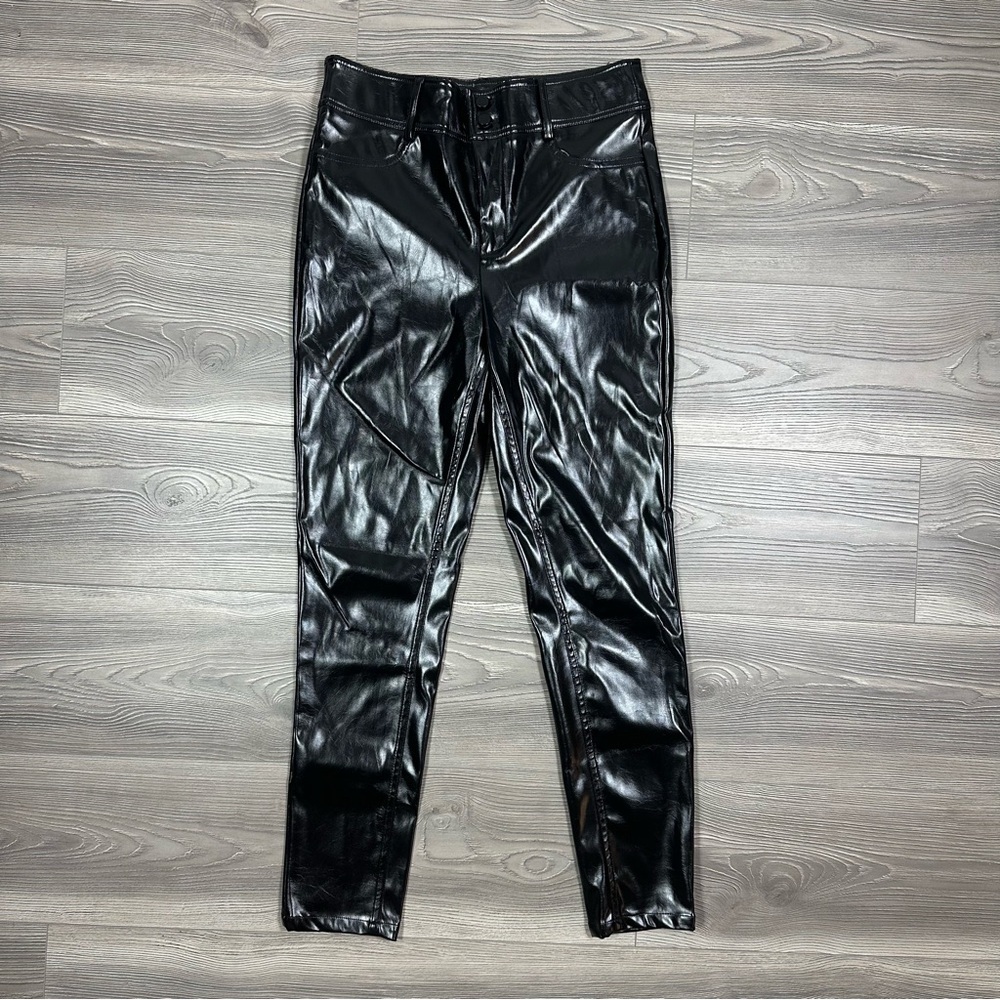 XLE Black Faux‎ Leather Skinny Pants with High Rise